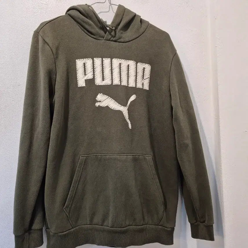 [BUNJANG] Puma Logo Hoodie Khaki / 푸마 로고 후드티 카키색 가57