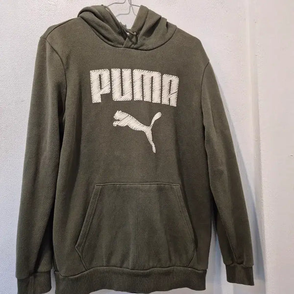 [BUNJANG] Puma Logo Hoodie Khaki / 푸마 로고 후드티 카키색 가57