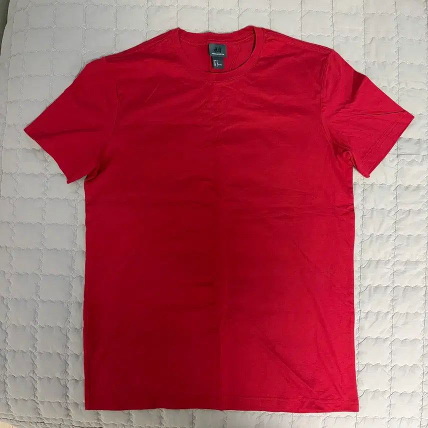 [BUNJANG] H&M Premium Cotton T-Shirt Short Sleeve Red Size M / H&M 프리미엄 코튼 티셔츠 반팔 M 레드