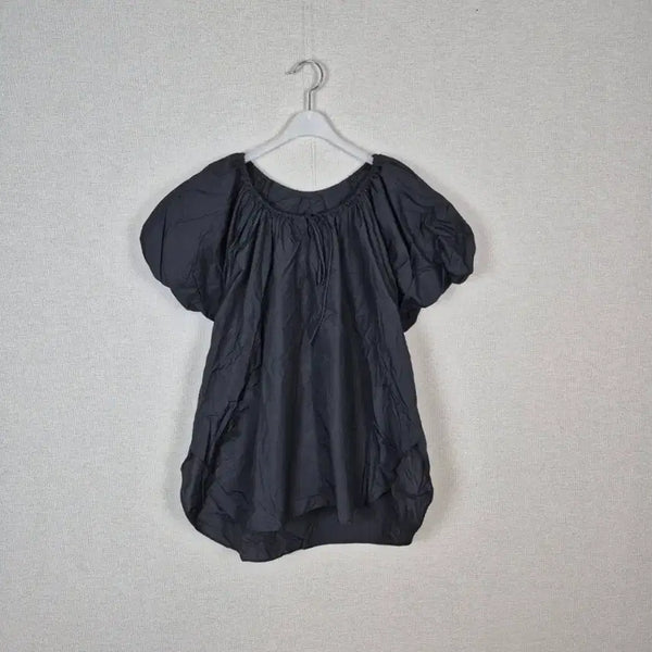 [BUNJANG] Plus Size 100% Cotton Black Puff Sleeve Blouse / (#99추천)빅사이즈 면100% 블랙 퍼프 소매 블라우스