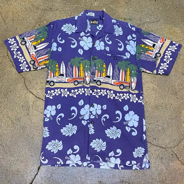 [BUNJANG] 90s Hawaiian Surf Truck Pattern Short Sleeve Shirt / 90s Made in korea 하와이안 서핑 트럭 패턴 반팔 셔츠