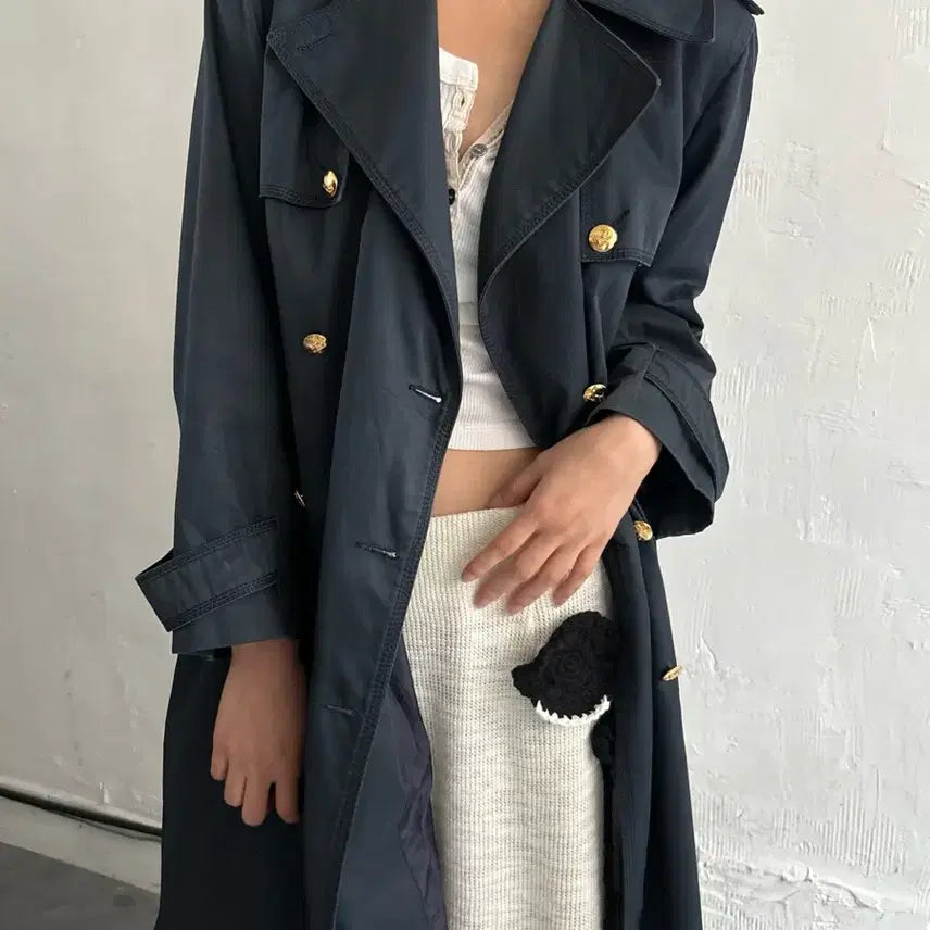 [BUNJANG] Celine 90s Gold-Plated Double Trench Coat / Celine 셀린느 90s 금장 더블 트렌치 코트