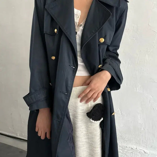 [BUNJANG] Celine 90s Gold-Plated Double Trench Coat / Celine 셀린느 90s 금장 더블 트렌치 코트