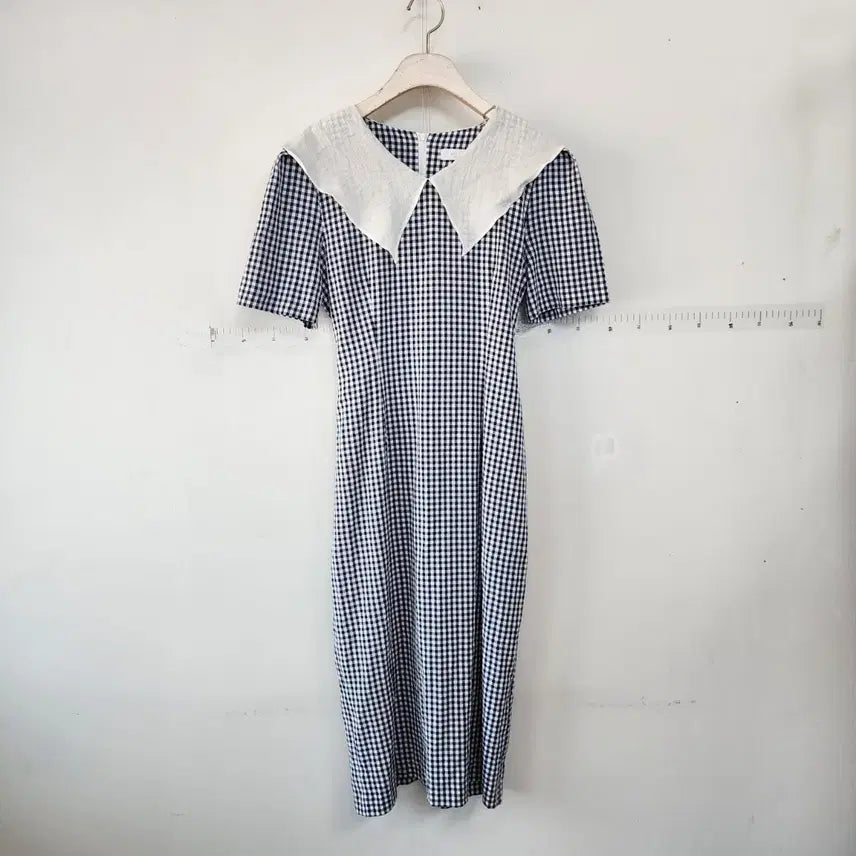 [BUNJANG] Bed Diary Check Short Sleeve Collar Dress / 베드다이어리 체크 반팔 카라 원피스