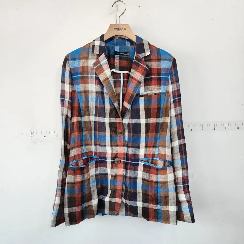 [BUNJANG] J.closet Linen Check Pattern Jacket / J.closet 린넨 체크 패턴 자켓