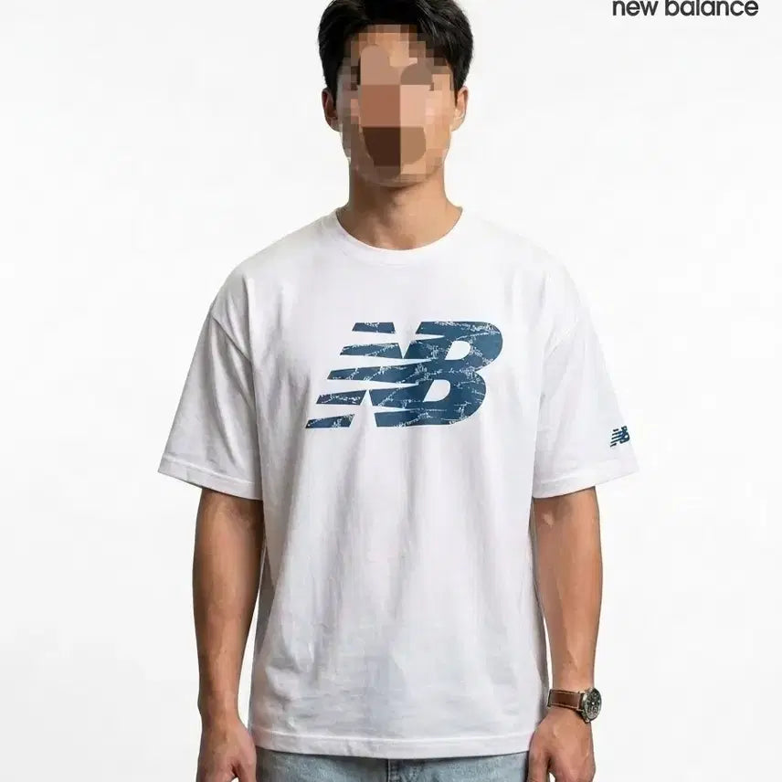 [BUNJANG] New Balance NB DRY Short Sleeve T-Shirt White / 뉴발란스 NB DRY 반팔티 110