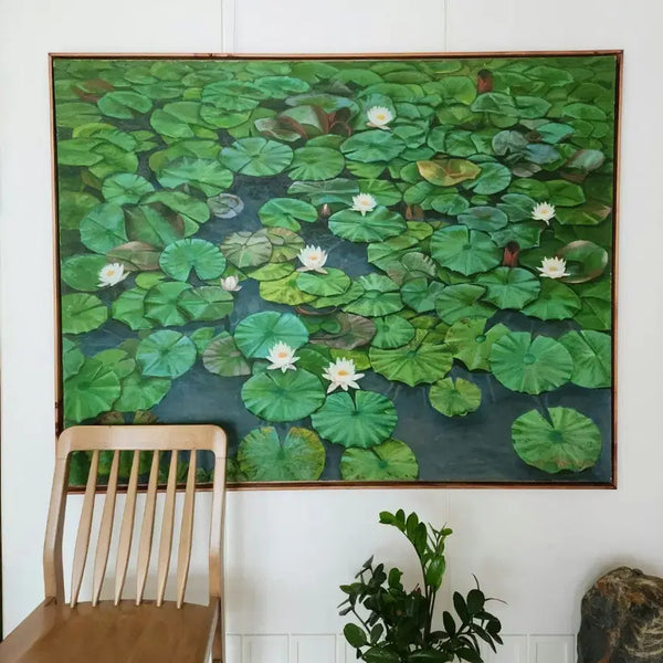 [BUNJANG] Large Oil Painting "Lotus Pond" - 80x80cm Canvas / 대형유화 미술제출품작