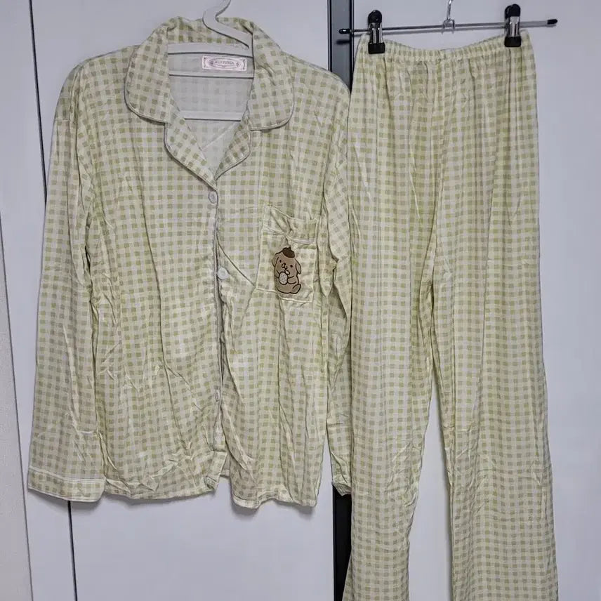 [BUNJANG] Beige Check Pajama Set / 베이지 체크 파자마 세트