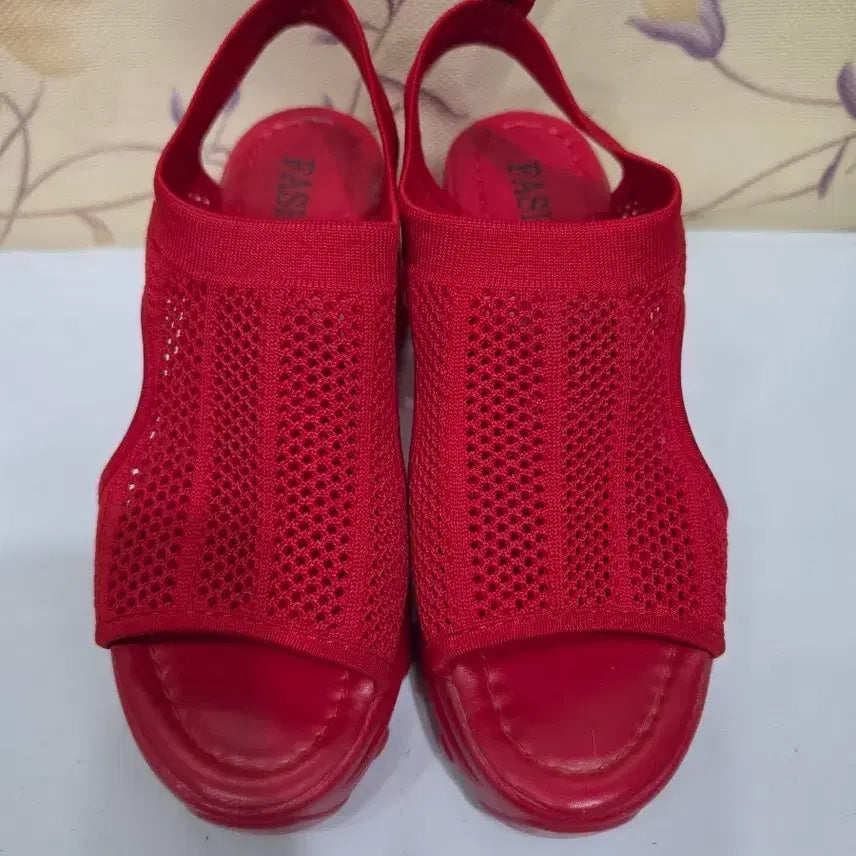 [BUNJANG] Red Knit Strap Sandals / #신발편안하고 스타일리시한 레드 니트 스트랩 샌들