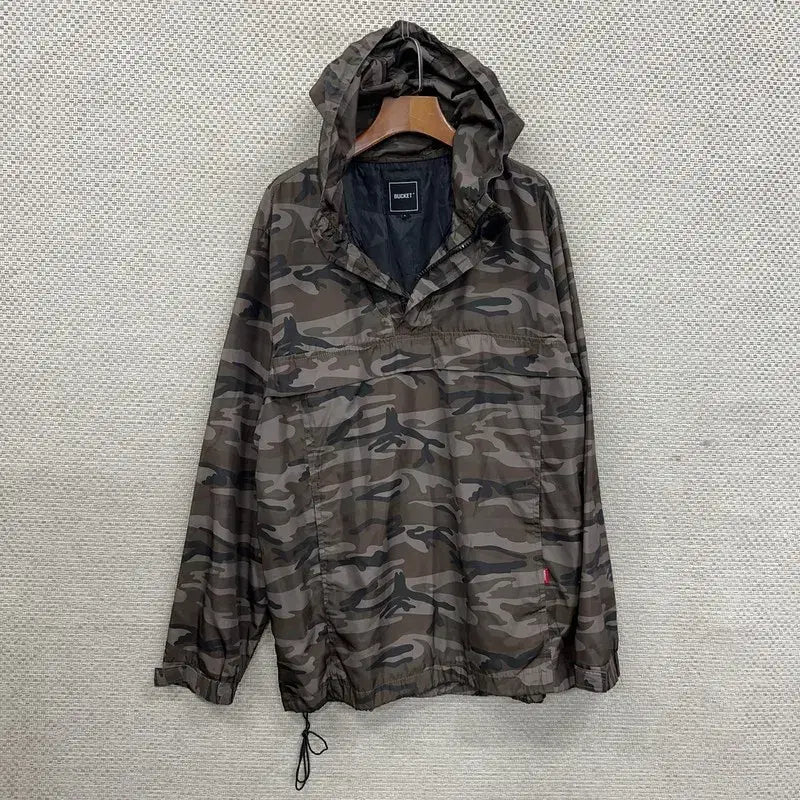 [BUNJANG] BUCKET Military Anorak Jacket / BUCKET 밀리터리 아노락 반집업 바람막이 자켓 L D09304