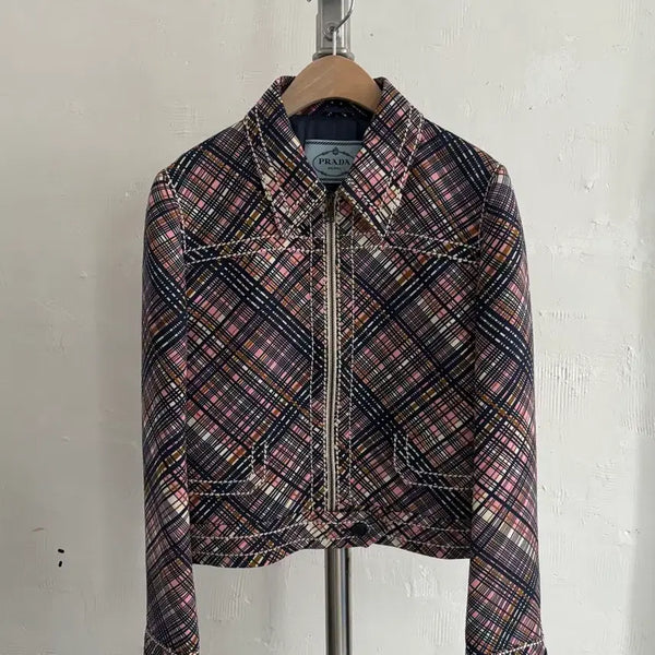 [BUNJANG] Prada Pink Check Tweed Jacket / Prada 프라다 핑크 체크 트위드 자켓