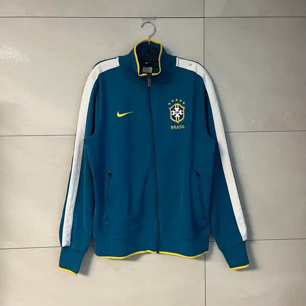 [BUNJANG] Nike Brazil National Football Team Rare Jersey Full Zip Teal (M/100) / 나이키 브라질 축구 국대 극희귀 져지 집업 청록 (M/100)