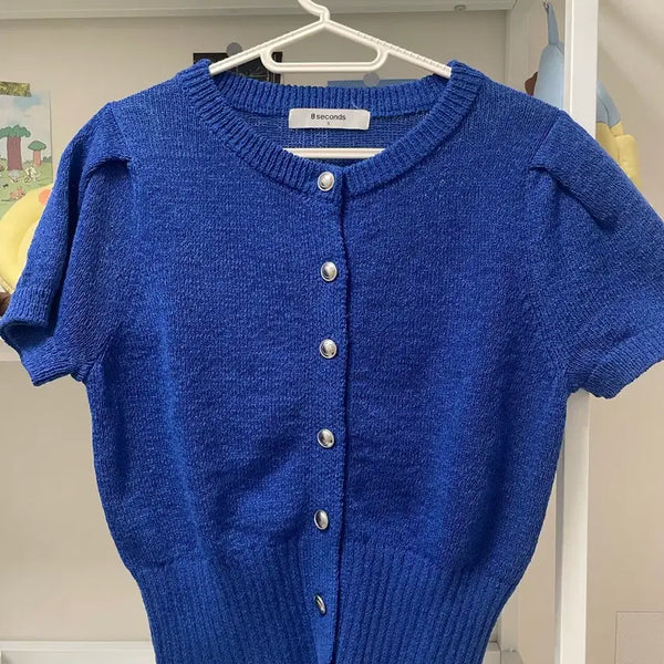 [BUNJANG] 8 Seconds Basic Short Sleeve Knit Cardigan S / 새상품)에잇세컨즈 반팔 니트 가디건 S(여름가디건/여름니트/여름옷)