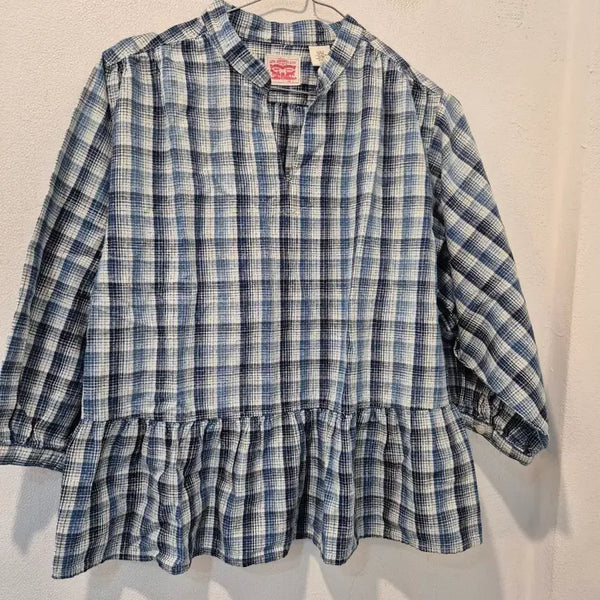 [BUNJANG] Levi's Checkered Frill Blouse / 리바이스 체크 무늬 프릴 블라우스 가57