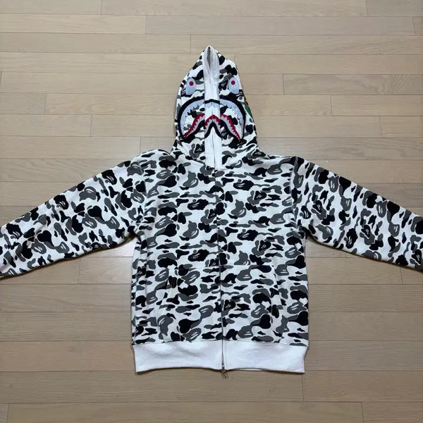 [BUNJANG] BAPE Double Shark Hoodie White Camo / 베이프 더블샤크 후드집업 화이트 카모