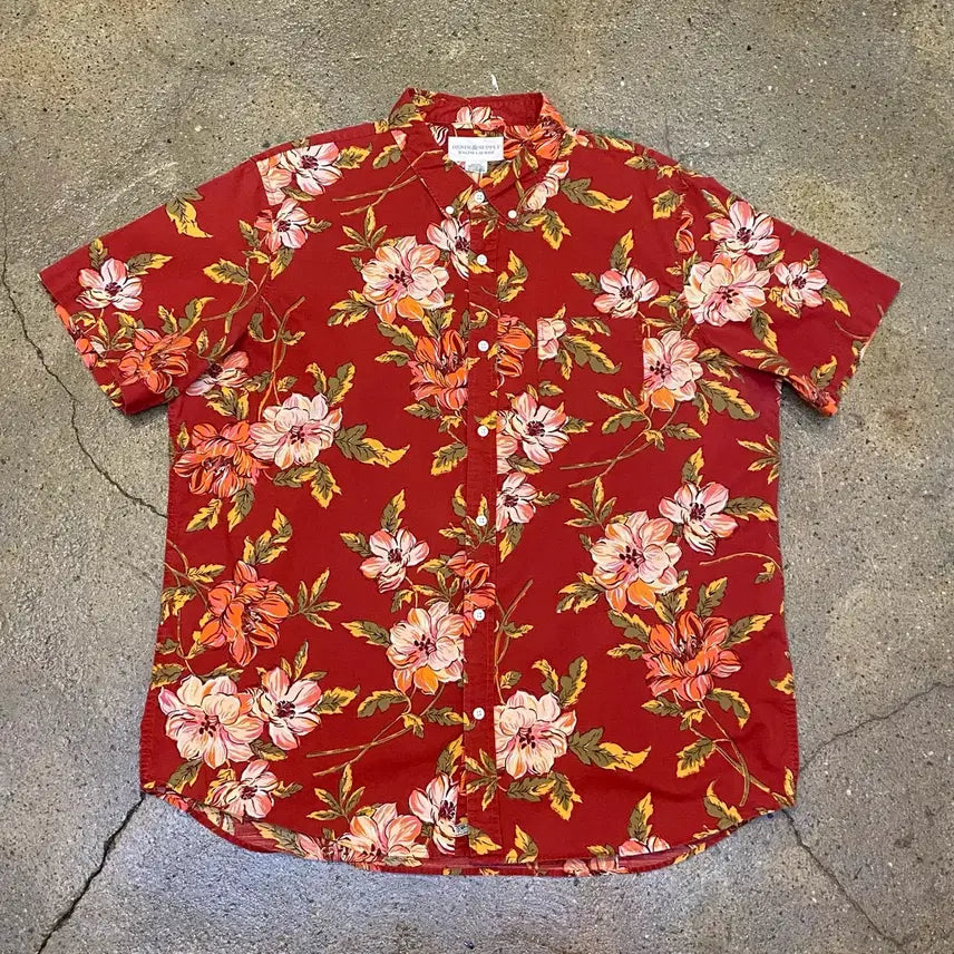 [BUNJANG] Denim & Supply Ralph Lauren Hawaiian Red Floral Short Sleeve Shirt / 미국빈티지 데님서플라이 랄프로렌 하와이안 붉은 꽃 패턴 반팔 셔츠