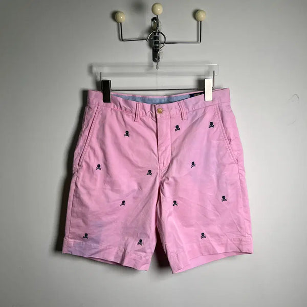 [BUNJANG] Polo Ralph Lauren Skull Embroidered Pink Chino Shorts / POLO 폴로 랄프로렌 스컬 자수 핑크 치노 반바지 30