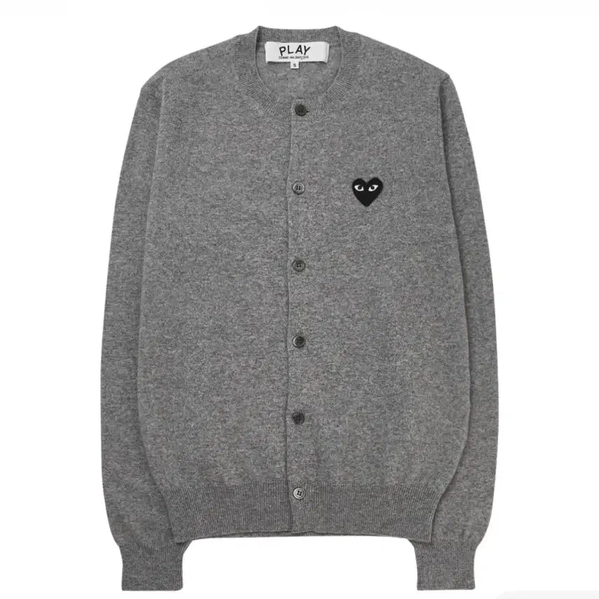 [BUNJANG] Comme des Garçons Play Black Heart Cardigan Grey XS / 꼼데가르송 블랙 하트 니트 가디건 그레이 xs