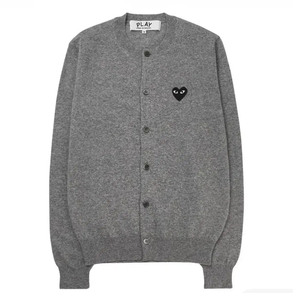 [BUNJANG] Comme des Garçons Play Black Heart Cardigan Grey XS / 꼼데가르송 블랙 하트 니트 가디건 그레이 xs
