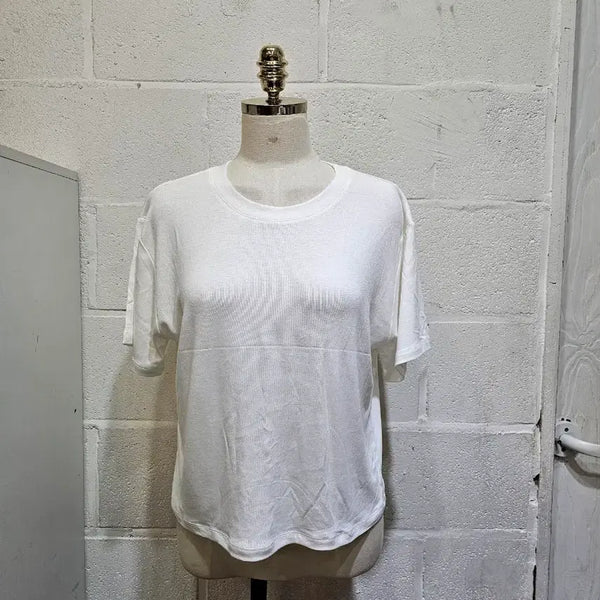 [BUNJANG] Loose Fit Round Neck Short Sleeve T-Shirt - White / 루즈핏 찰랑한 재질좋은 라운드 반팔- 화이트