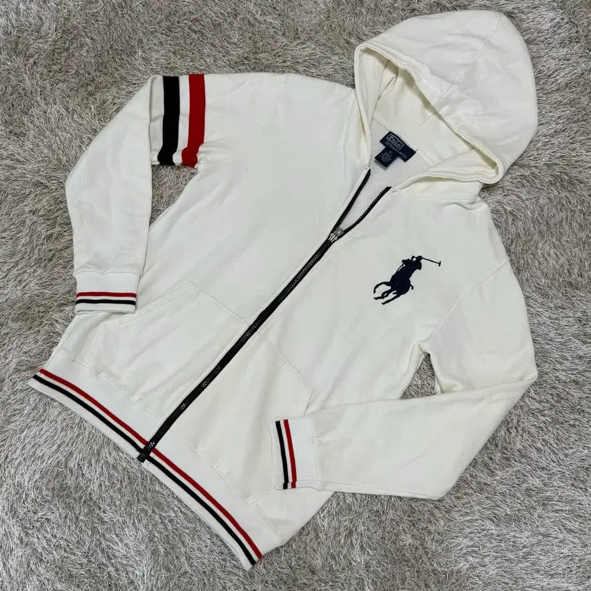 [BUNJANG] Polo Ralph Lauren Big Pony Full Zip Hoodie White L / 폴로 랄프로렌 빅포니 화이트 후드 집업