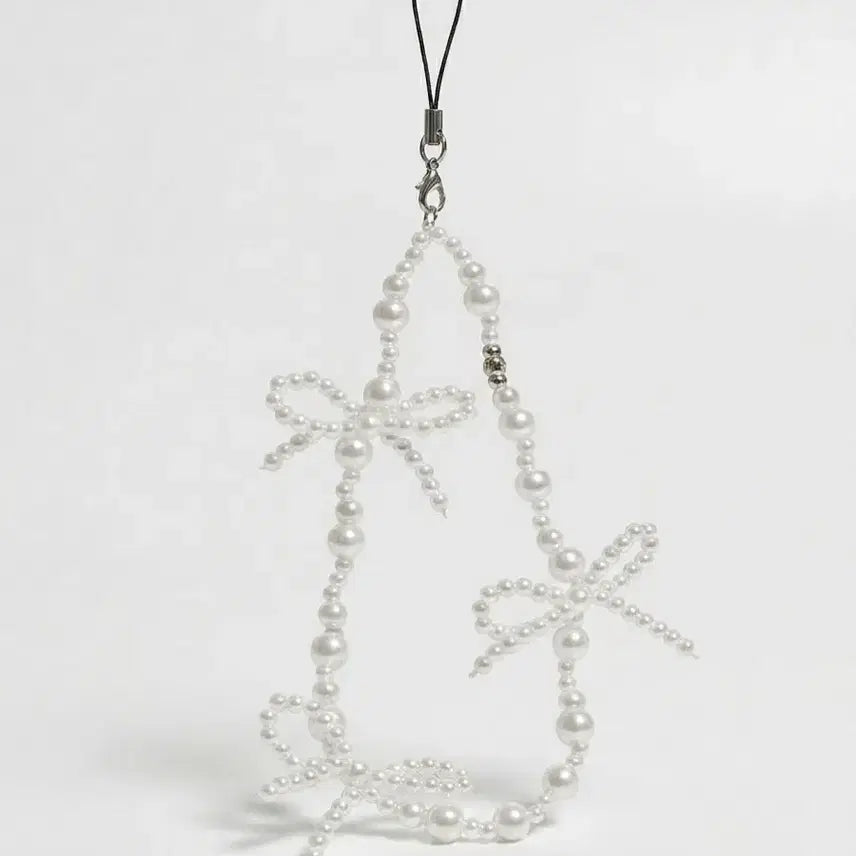 [BUNJANG] Handmade Pearl Ribbon Keychain Phone Accessory / 케티파st 진주 리본 키링 폰 액세서리