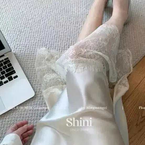 [BUNJANG] The Lorang Silk Satin Lace Long Skirt / 수입의류 실크새틴레이스롱치마 더로랑 라플라