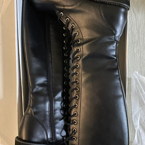[BUNJANG] Black Up Lace-up Boots / [250] 지그재그, 블랙업, 각종 쇼핑몰 레이스업 부츠 새상품