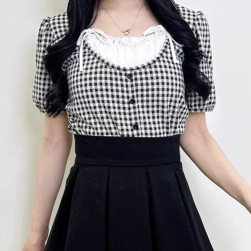 [BUNJANG] Ingni Camisole Double Ribbon Lace Top / 잉그니 캐미 레이어드풍 더블 리본 레이스 탑 양산형 지뢰계 걸리 스나계