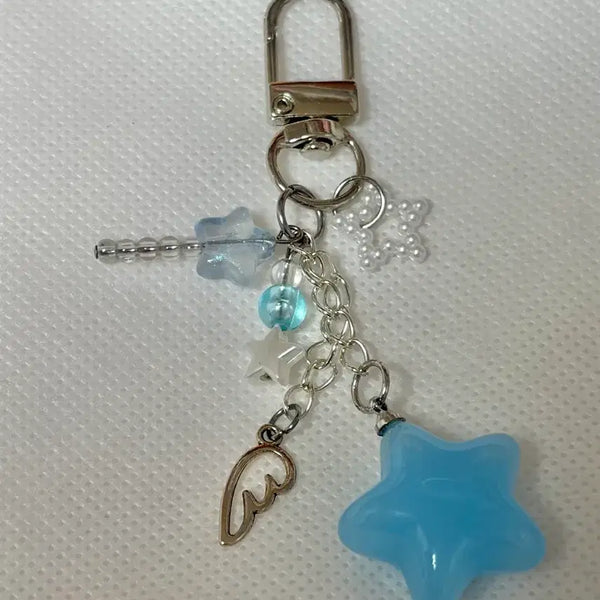 [BUNJANG] Wishcore Star Bead Charm with Wing, Phone Strap, Photocard Holder Strap / 위시코어 별 비즈 키링 날개 키링 폰고리 콜북 키링 폰줄