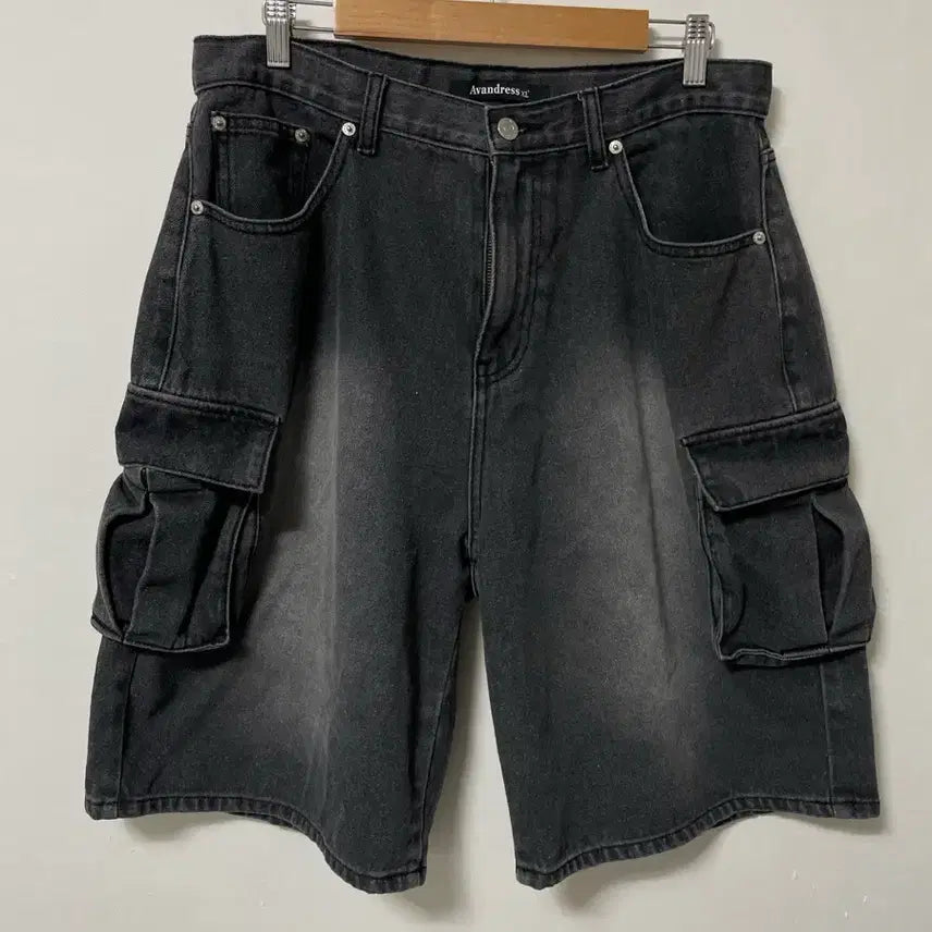 [BUNJANG] UrbanDress Cargo Denim Bermuda Shorts Black / 34 어반드레스 카고 데님 버뮤다팬츠 흑청 반바지 정품