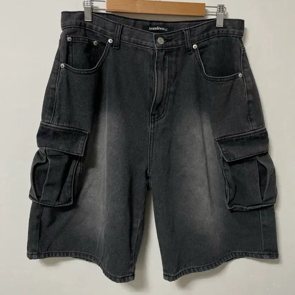 [BUNJANG] UrbanDress Cargo Denim Bermuda Shorts Black / 34 어반드레스 카고 데님 버뮤다팬츠 흑청 반바지 정품