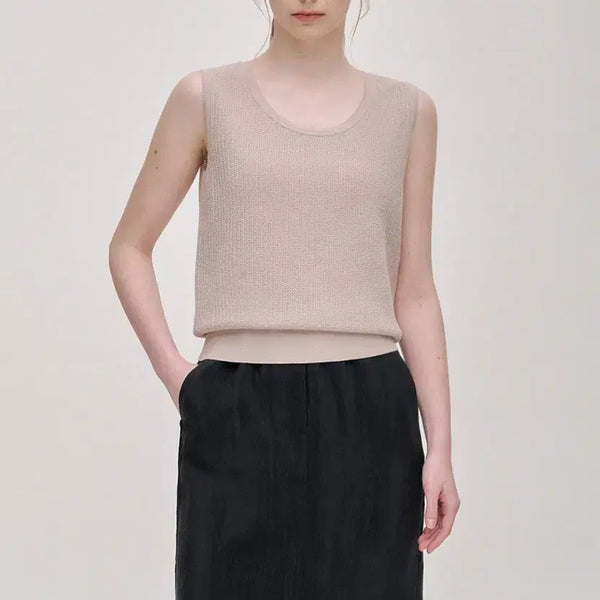 [BUNJANG] SJSJ Round Neck Sleeveless Knit Top / (새상품) SJSJ 라운드넥 슬리브리스 니트 탑