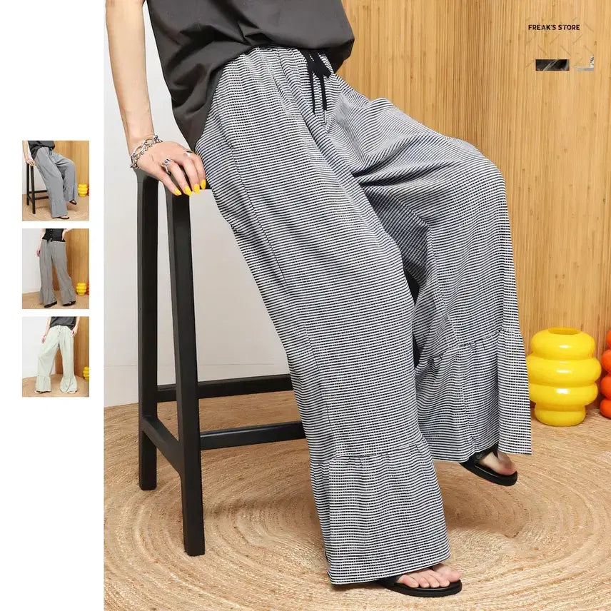 [BUNJANG] Freesse Store Firsthand Wide Tiered Check Easy Pants / 프릭스 스토어 퍼스트핸드 와이드 티어드 체크 이지 팬츠