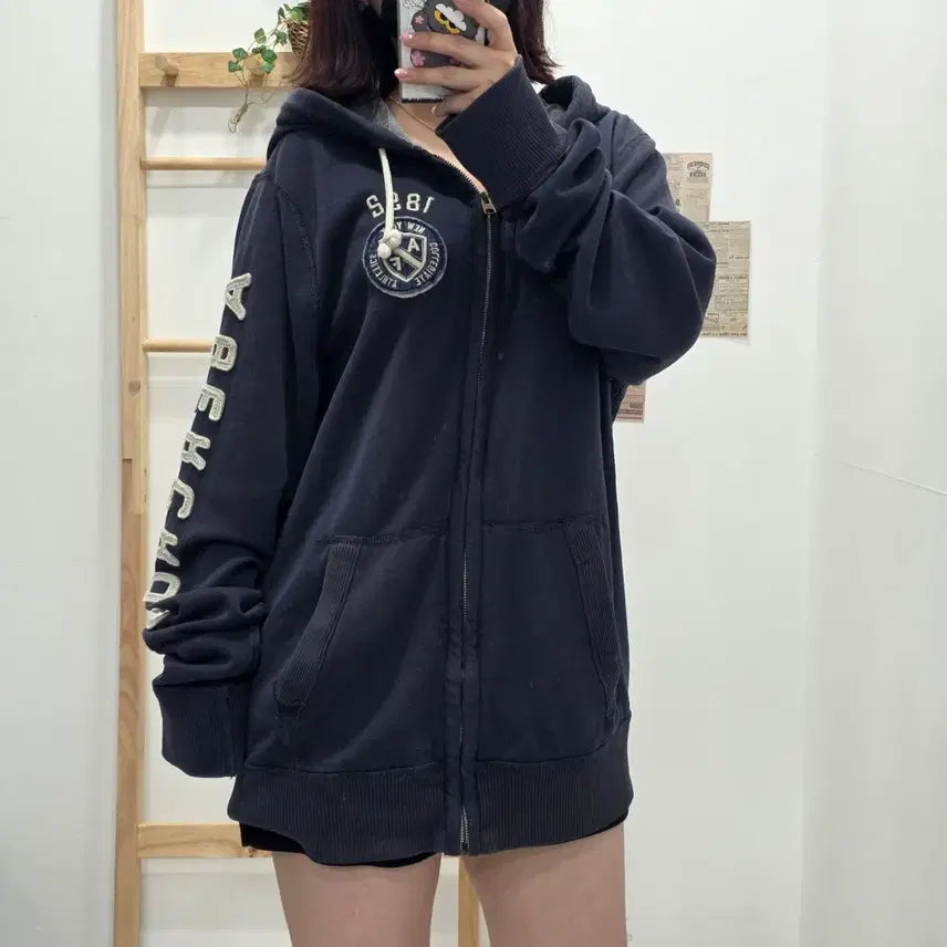 [BUNJANG] Abercrombie & Fitch Navy Hoodie Zip-Up XL / [프립]XL/아베크롬비 후드집업 네이비