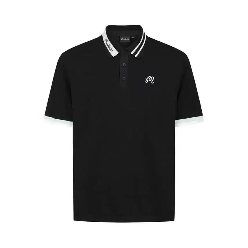[BUNJANG] Malbon Golf Men's Polo T-Shirt Black/White / malbon 말본골프 남성 폴로반팔 색상블랙/화이트