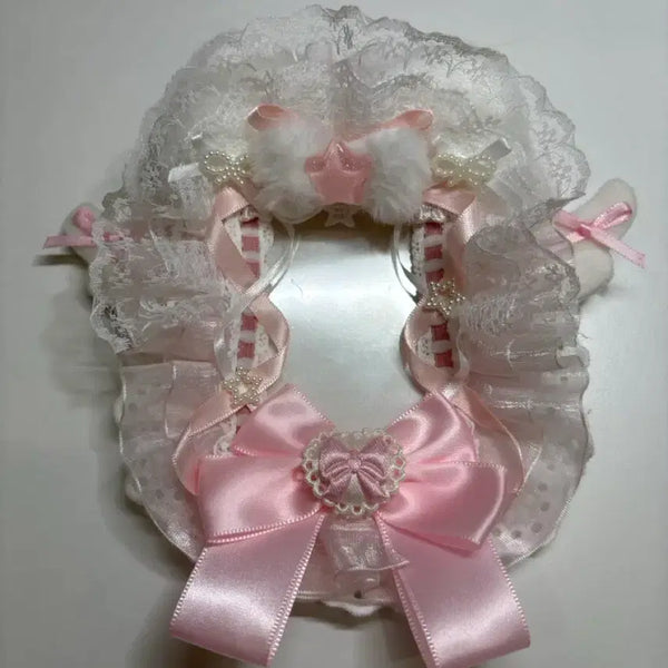 [BUNJANG] Pink Lace Ribbon Handmade Card Toploader / 핑크 레이스 탑로더