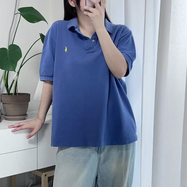[BUNJANG] Polo Ralph Lauren Blue & Yellow Pony Short Sleeve Polo Shirt XL / 폴로 블루 / 옐로우포니 반팔카라티 [ XL ]