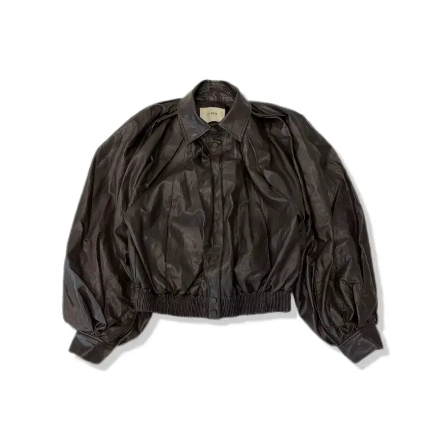 [BUNJANG] Vintage Brown Eco-Leather Blouson Jacket / 빈티지블루종