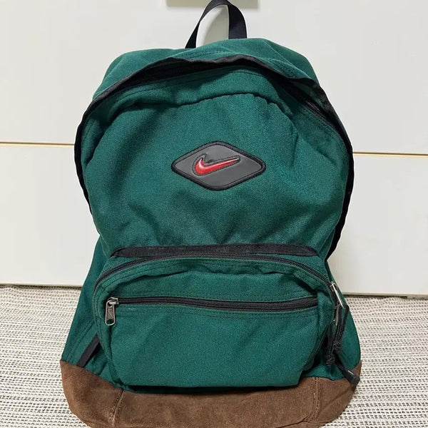 [BUNJANG] 90s Nike Vintage Backpack Green Leather Detail / 90s 빈티지 나이키 백팩