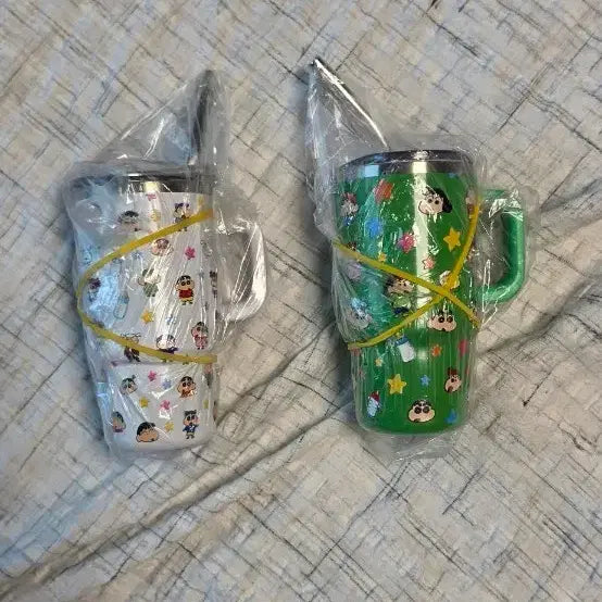 [BUNJANG] Crayon Shin-chan Mini Tumbler (White/Green) - Set of 2 / 짱구는못말려 짱구 캐릭터 미니 텀블러 화이트/그린 2종