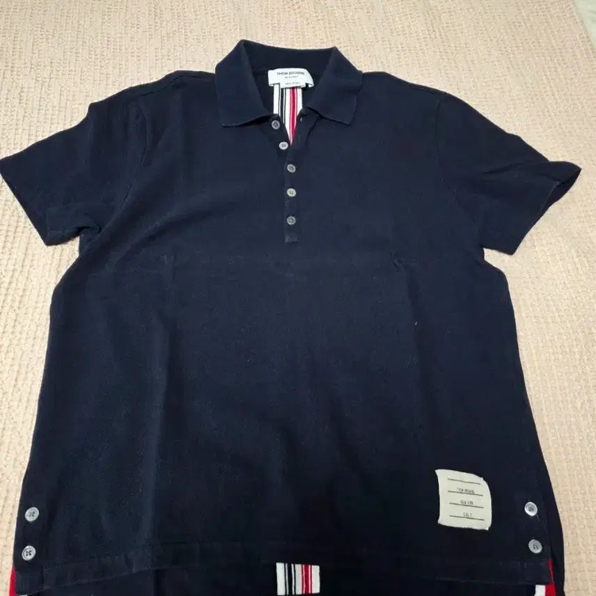 [BUNJANG] Thom Browne Back Three-Stripe Pique Polo Shirt Navy Size 2 / (정품)톰브라운 백삼선 카라티 네이비 2사이즈