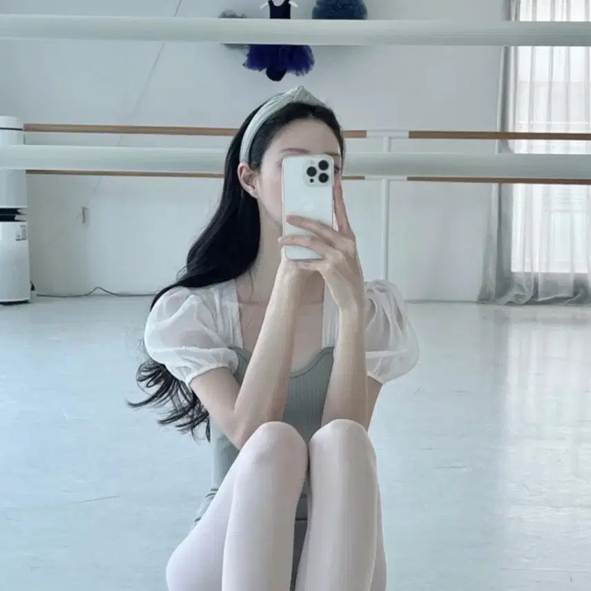 [BUNJANG] Labelle Blanc Noir Puff Leotard Mint & Noir Chiffon Skirt White / 라벨르블랑 누아 퍼프 레오타드 민트 & 누아 쉬폰 스커트 화이트