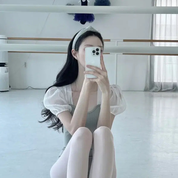 [BUNJANG] Labelle Blanc Noir Puff Leotard Mint & Noir Chiffon Skirt White / 라벨르블랑 누아 퍼프 레오타드 민트 & 누아 쉬폰 스커트 화이트