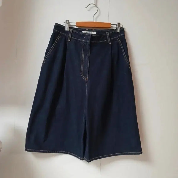 [BUNJANG] Denim Wide Shorts / 타임)데님 와이드 청반바지 67~98