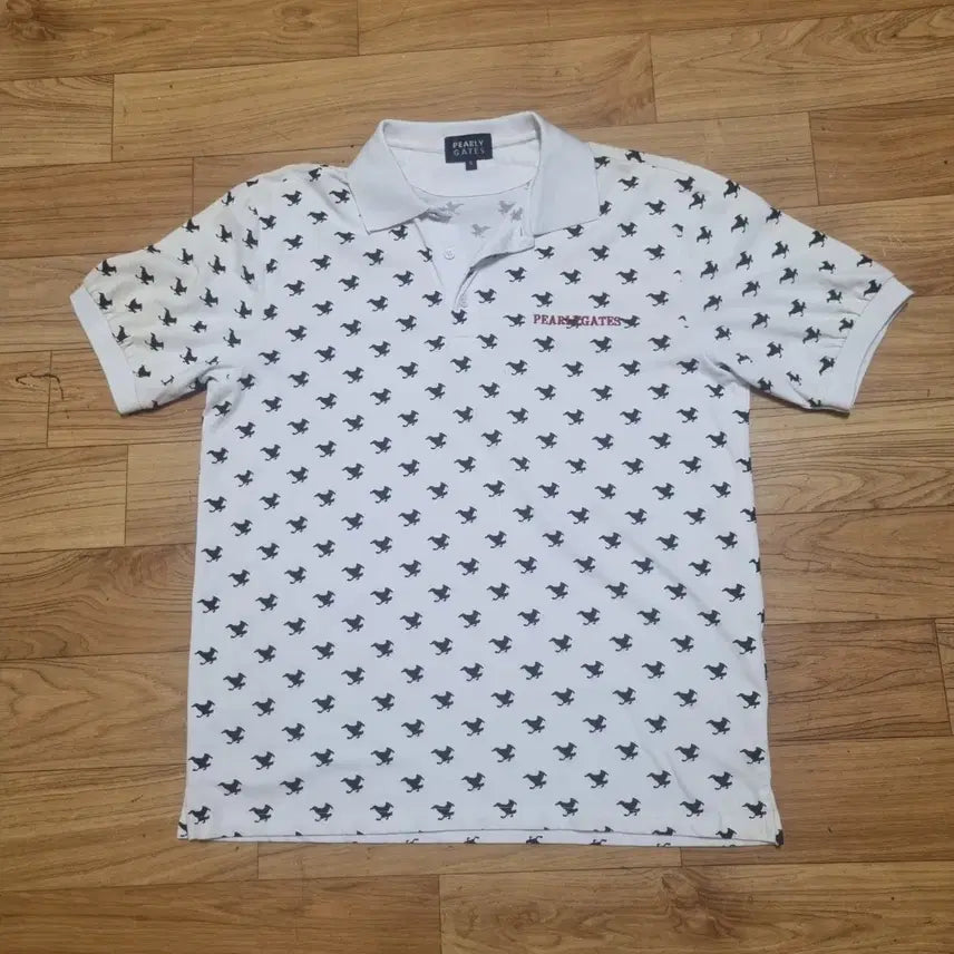 [BUNJANG] PEARLY GATES Men's Size 5 (100) White Horse Pattern Collar T-Shirt / PEARLY GATES 파리게이츠 정품 말 패턴 카라티 칭찬은고래도춤추게