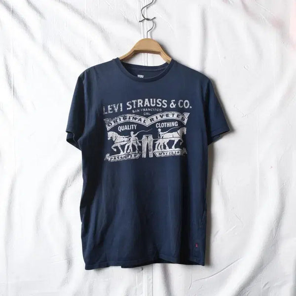 [BUNJANG] Levi's Signature Graphic T-Shirt Navy / 리바이스 시그니처 반팔티 M0800