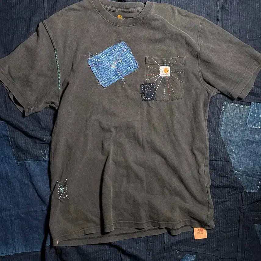 [BUNJANG] Carhartt K87 Sashiko Boro Pocket T-Shirt / 칼하트 사시코 보로 K87 포켓 티셔츠 M