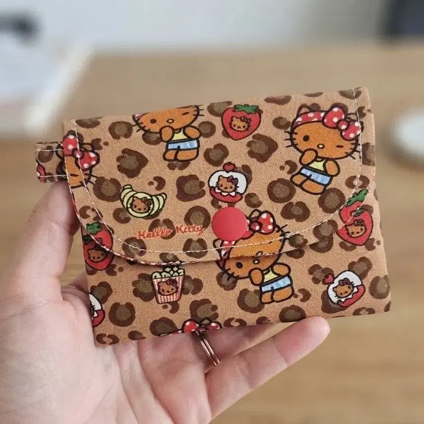 [BUNJANG] Hello Kitty Leopard Print Snap Card Holder / 호피키티 똑딱이 카드지갑