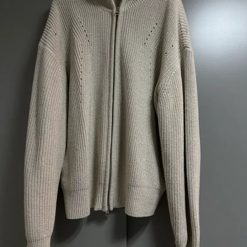 [BUNJANG] Tonywack High Neck Knit Zip-up L Beige / 토니웩 하이 넥 니트집업 L사이즈